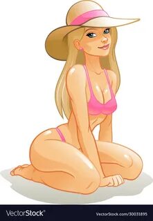 Beautiful girl in a swimsuit on beach Royalty Free Vector