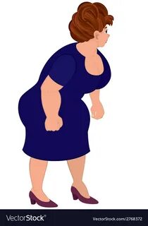 Cartoon fat woman in blue dress Royalty Free Vector Image