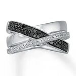 Kay Jewelers Black/White Diamond Ring 1/4 ct tw Round-cut St