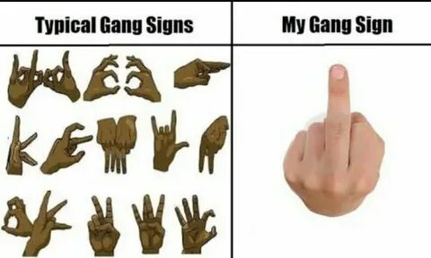 My gang sign vs. the other gang members gang signs - 9GAG