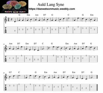 Auld Lang Syne Easy Guitar Tab / Sheet Music