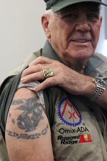 R. Lee Ermey, from Full Metal Jacket, showed me his USMC tat
