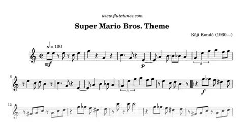 Super Mario Bros. Theme (K. Kondō) - Free Flute Sheet Music 