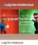 Luigi the Intellectual Mario Says LuIGI Says Go and Vote! Yo
