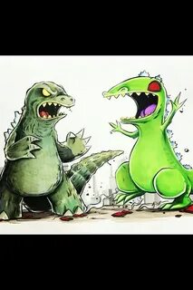 Godzilla vs Reptar by Christopher Uminga Cute drawings, Imag