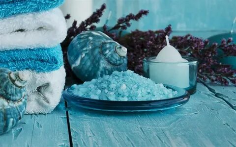 Скачать обои blue spa salt, wellness, spa salt, spa accessor