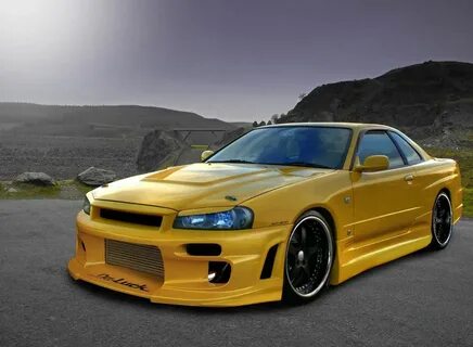 Nissan Skyline Gtr R34 Yellow (Alan again) Skyline gtr, Niss