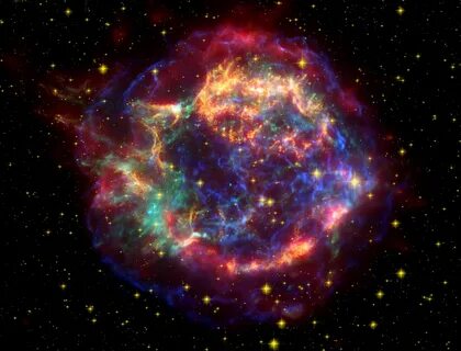 The same Cassiopeia A supernova remnant, as imaged by the in