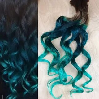 Teal Hair Green Hair Ombre Dip Dyed Hair Clip in Hair Etsy i