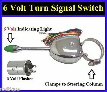 6 Volt Turn Signal Switch 6v Bulb Installed w/ Flasher Hot R