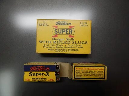 File:Western Cartridge Co. boxes of 12 GA and .22LR circa 19