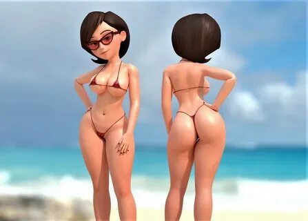 Xbooru - 3d ass breasts hand on hip helen parr string bikini