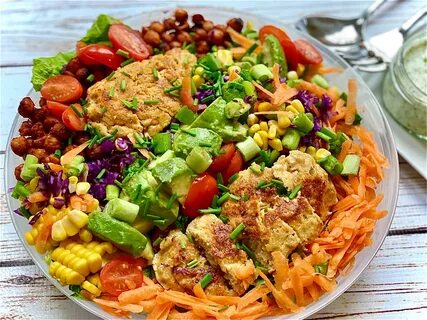 Best Vegan Cobb Salad Recipe With Roasted Chickpeas & Seitan