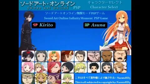 Sword Art Online Infinity Moment PSP Game Roster Fanmade By: