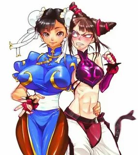 Anime girls. Chun Li and Juri Han. Street Fighter Street fig