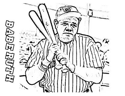 Babe Ruth, The Baseball Legend In MLB Coloring Page : Color 