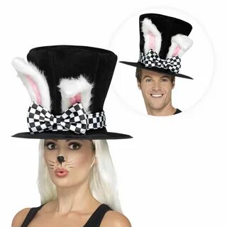 Alice in Wonderland March Hare Top Hat with White Rabbit Ear