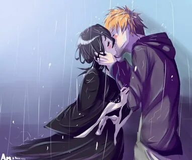 Rukia and ichigo kiss in rain Bleach personagens, Anime e Ca