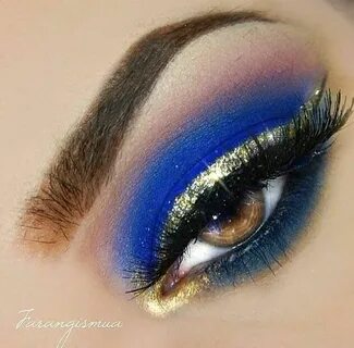 gold liner on bold blue eyeshadow @Farangismua looks