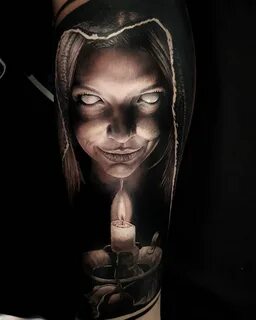 Woman & Candle Horror tattoo, Evil tattoos, Realism tattoo