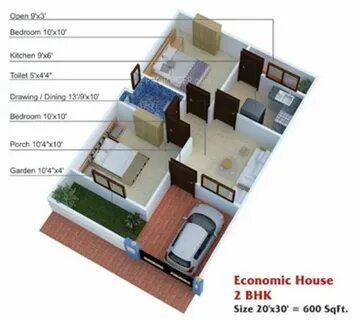 20 × 40 House Plan 2bhk 600 Sq Ft House Plans 2 Bedroom Apar