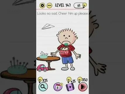 Brain test level 147 Looks so sad cheer him up please - YouT