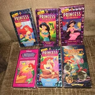 Disney Princess Collection VHS Lot 6 Tapes Ariel & Jasmine S