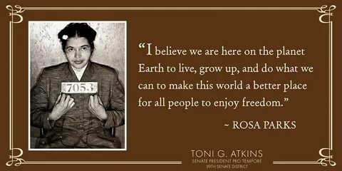 Senator Toni Atkins Twitter'da: "Rosa Parks taught us that s