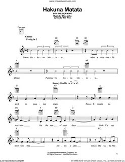 John - Hakuna Matata (from The Lion King) sheet music for uk