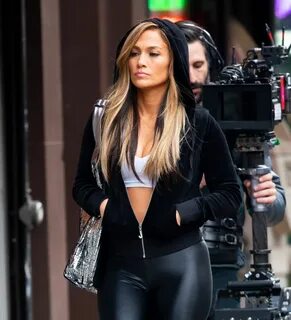 Jennifer Lopez In Spandex on the set of Hustlers in New York