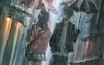 Free download HD wallpaper: artwork, rain, umbrella, street,