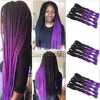 Synthetic Braiding Hair Extensions Two Tone Black&Purple Kan