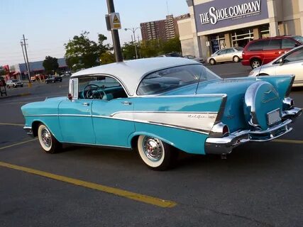A '57 Chevy Bel-Air 4-door sedan. I spotted this classic l. 