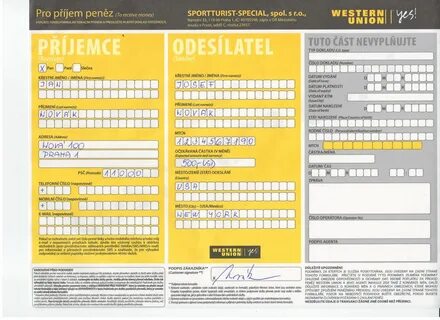 Formular Western Union