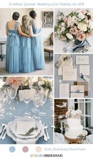 Blue Wedding - Dusty Blue Bridesmaid Dresses and Peach Color