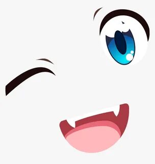 Blue Eyes Wink Smile - Anime Eyes And Mouth Png, Transparent