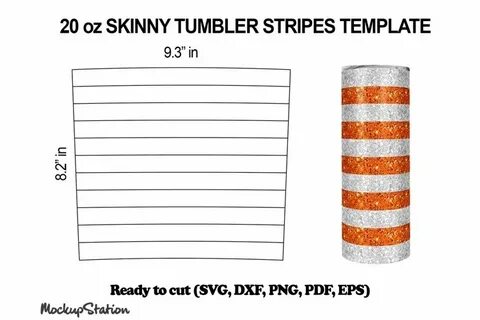 Stripes Pattern Tumbler Template 20oz Skinny SVG, DXF, PNG (