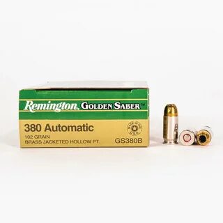 380 ACP Ammo For Sale - 102gr Remington Golden Saber - 500 R