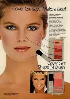 Christie in an ad for Cover Girl Shape 'N Blush. Vintage mak