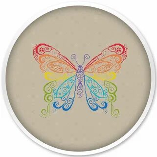 Rainbow Butterfly Cross Stitch Pattern Free Shipping Cross E