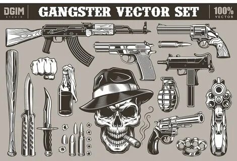 Gangster Set Gangster, Brand stickers, Knife drawing
