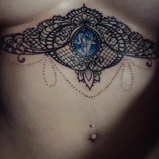 chestpiece #sternumpiece #lacetattoo Underboob Tattoo, Lace Tattoo, I Tatto...