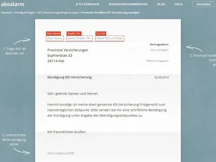 Provinzial NordWest KFZ Versicherung Kündigung - Vorlage - D