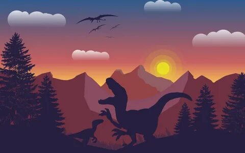 Download dinosaur, mountains, digital art 1440x900 wallpaper