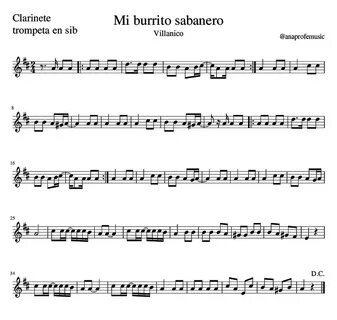 partitura mi burrito sabanero Partituras, Partituras musical