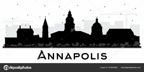 Annapolis Maryland City Skyline Silhouette with Black Buildi