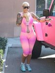 Amber Rose in Pink Spandex Body Suit -01 GotCeleb