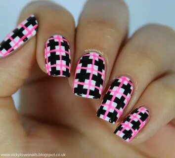 Neon Check Manicure - Vicky Loves Nails! Plaid nail art, Pla