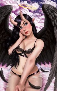 Nyctoinc Illustrations - Angel of Sin, Violet Dreams