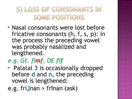 5) Loss of consonants in some positions.